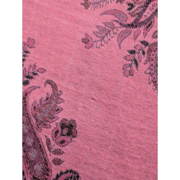 Women's Scarf Wrap Pink Paisley Woven Fringe Rectangle - Picture 4 of 9